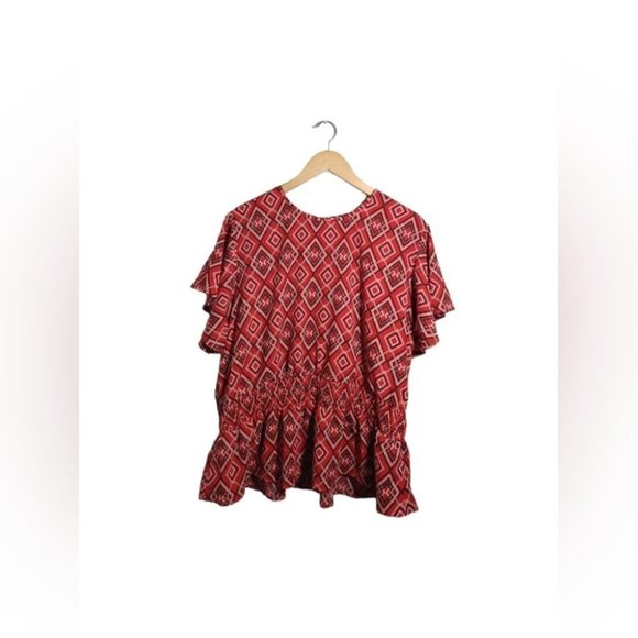 Rainbow red diamond pattern blouse - Picture 1 of 5